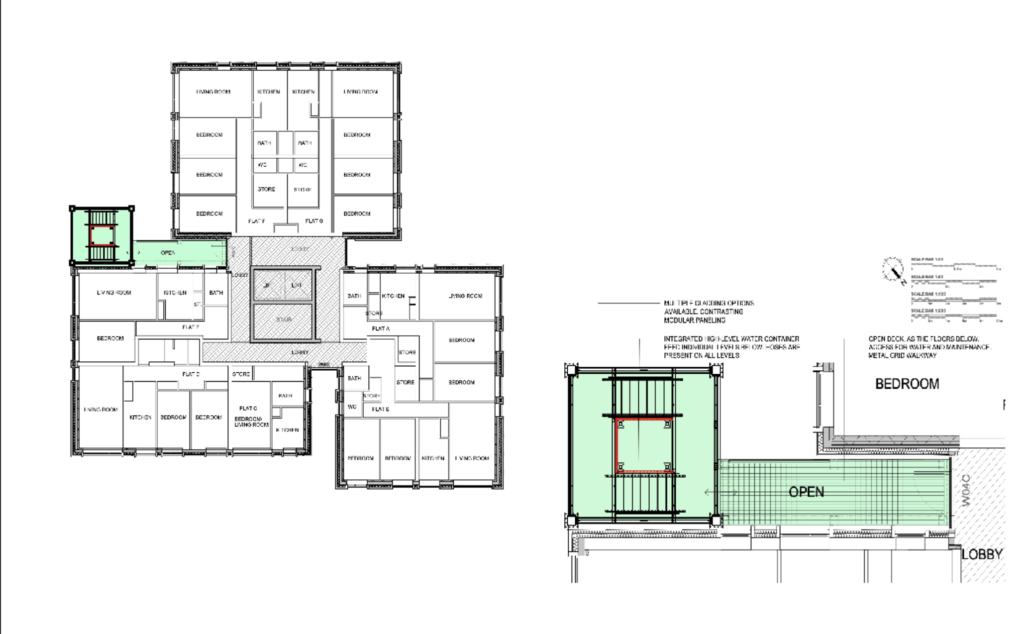 A floor plan for a building with two floors.