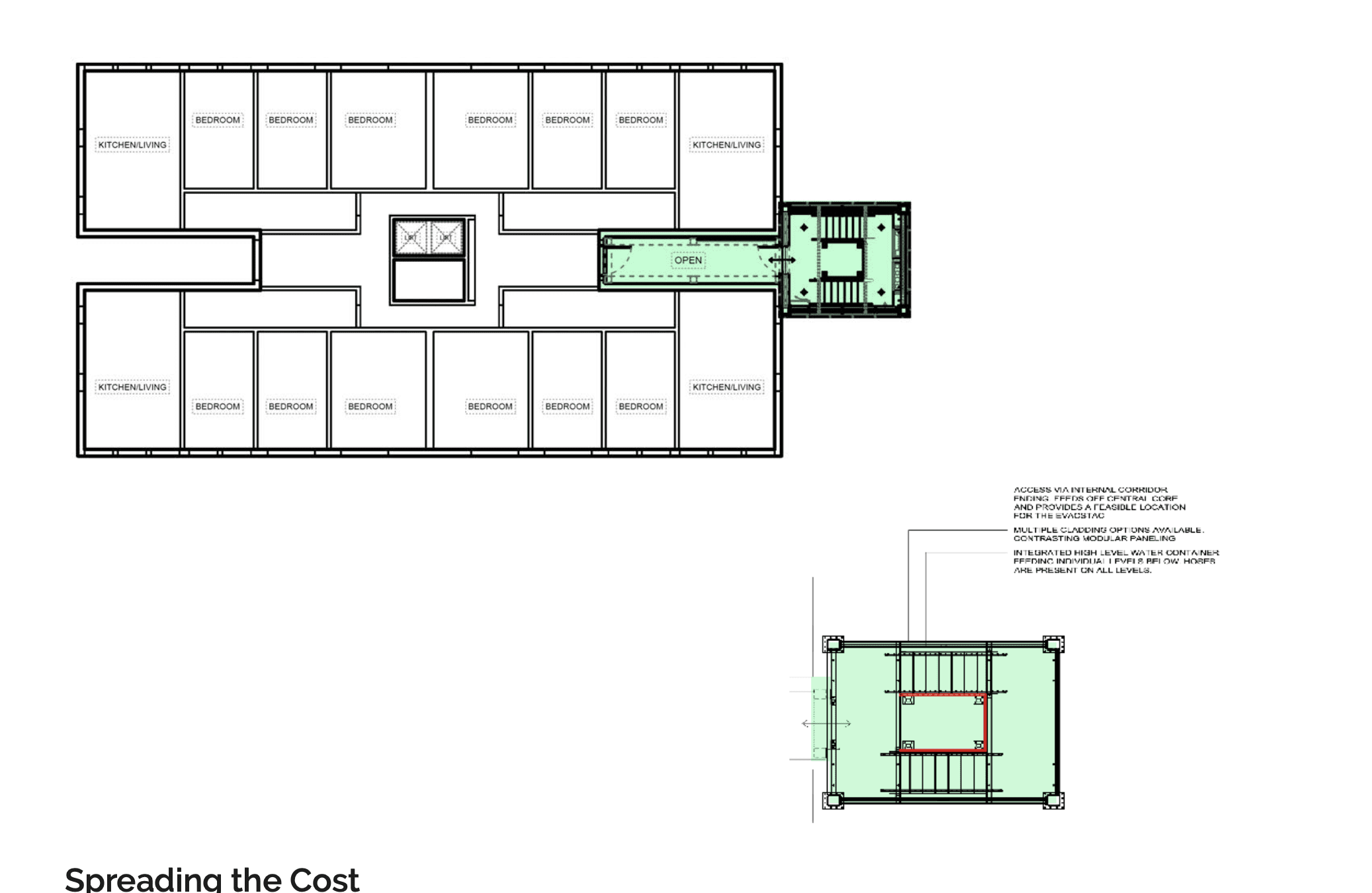 A floor plan of a building with two floors.