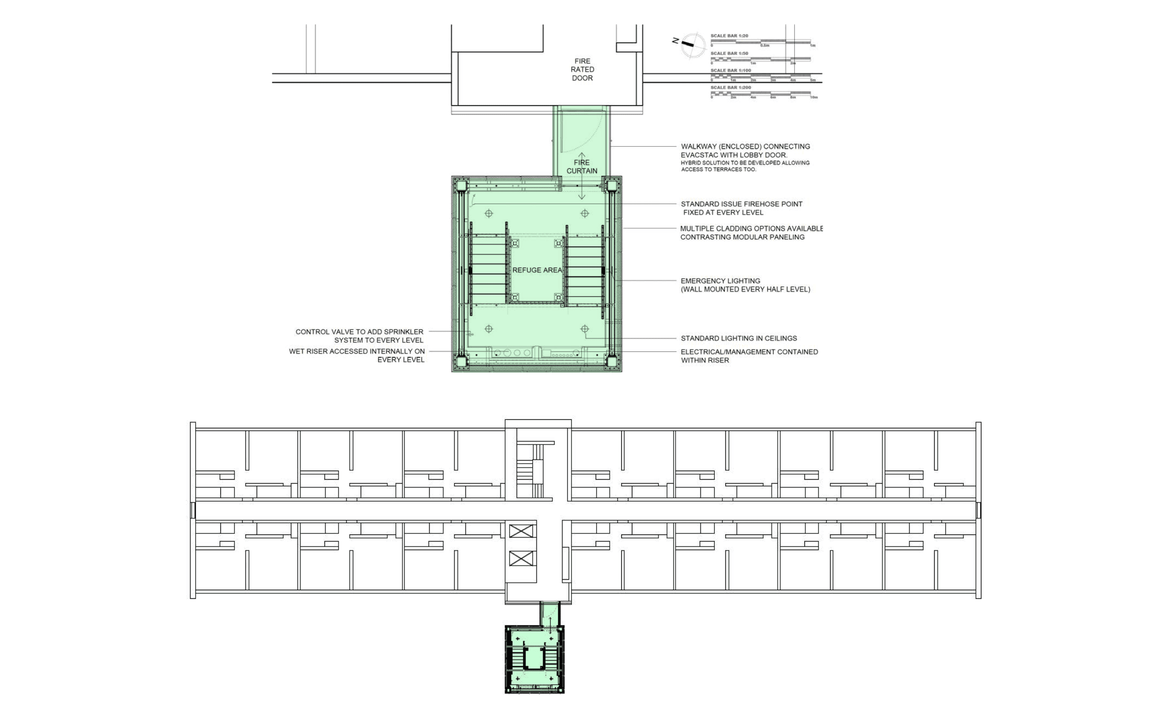 A floor plan of a building with a green roof.