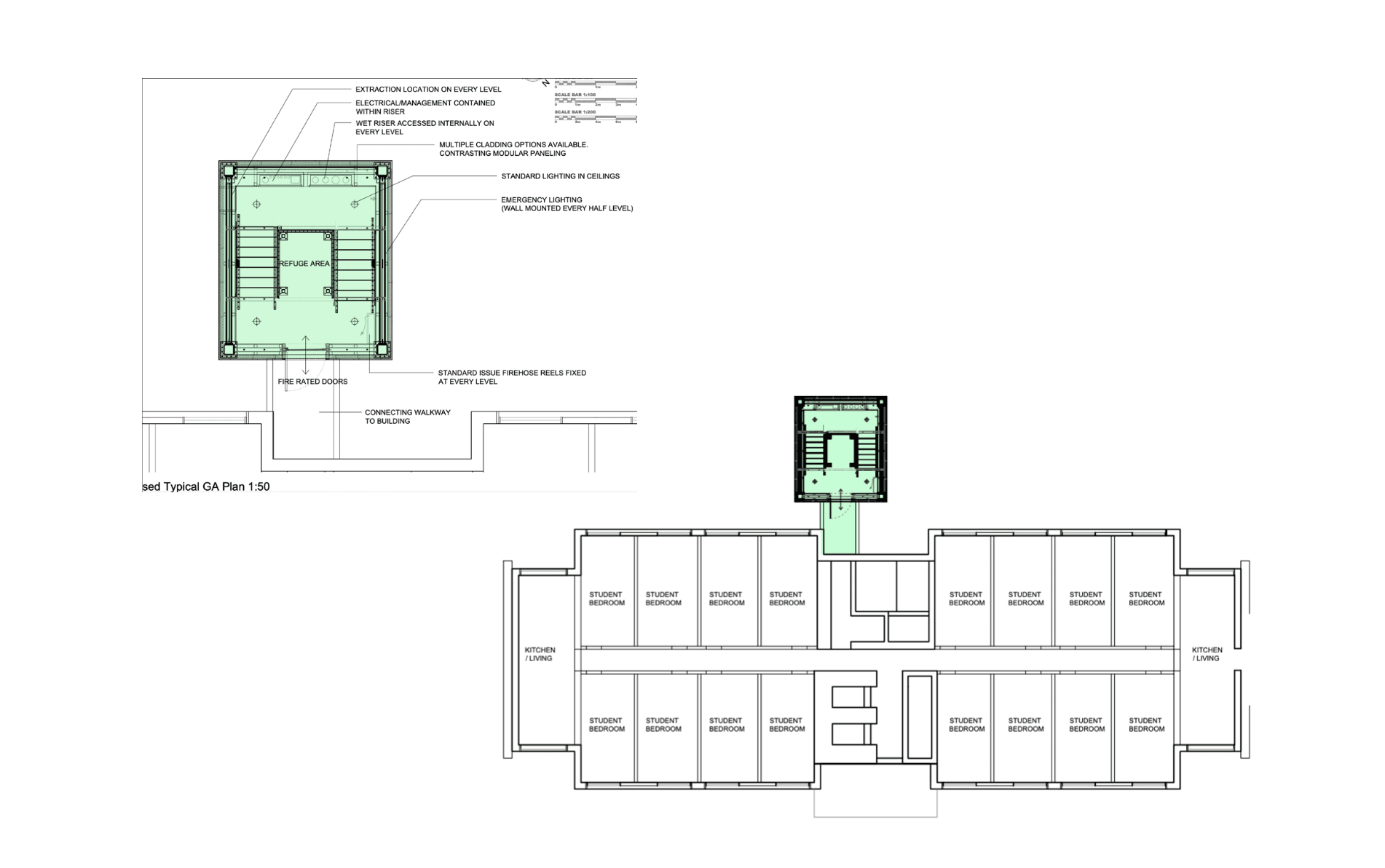 A floor plan of a building with a green roof.