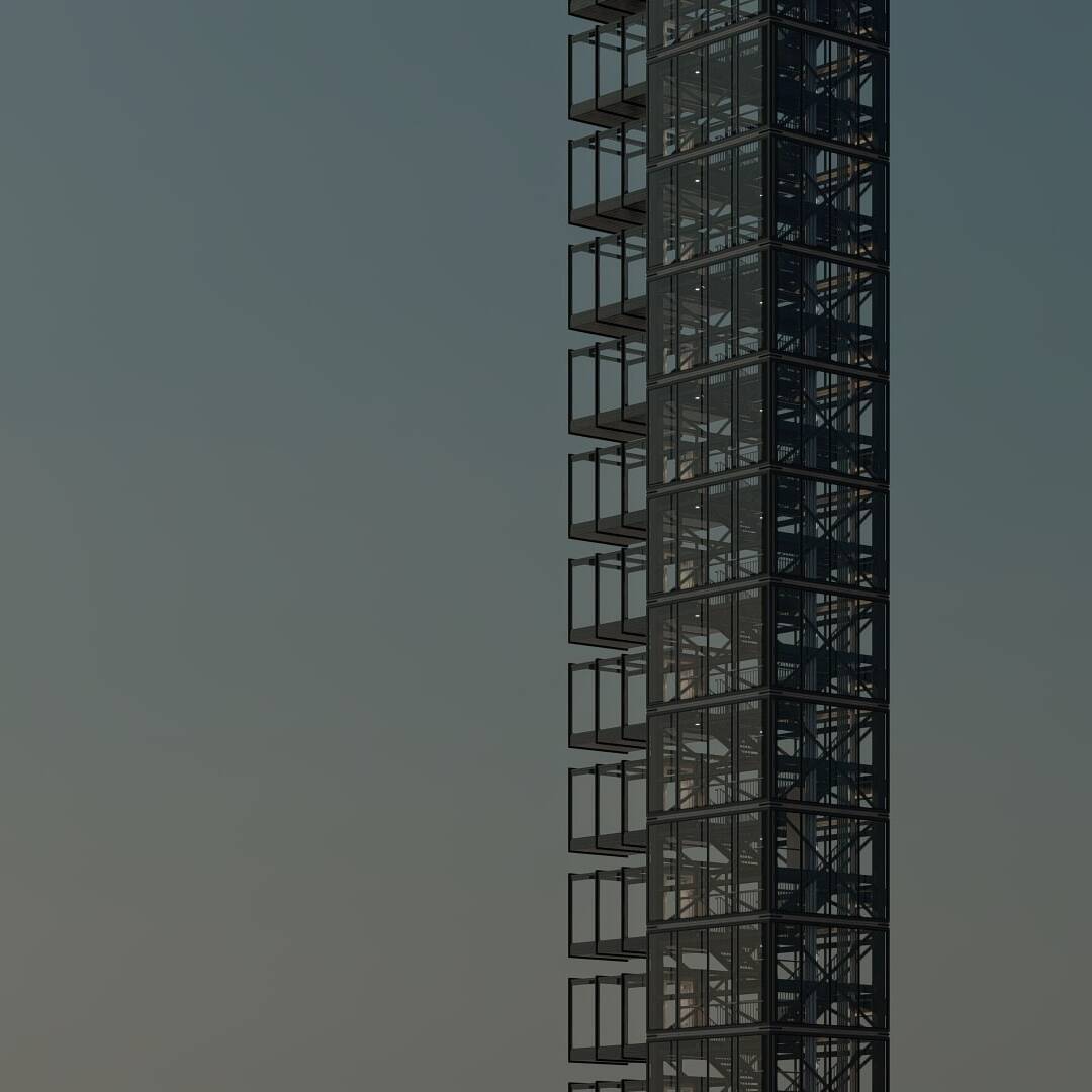 3d model of a tall steel structure.